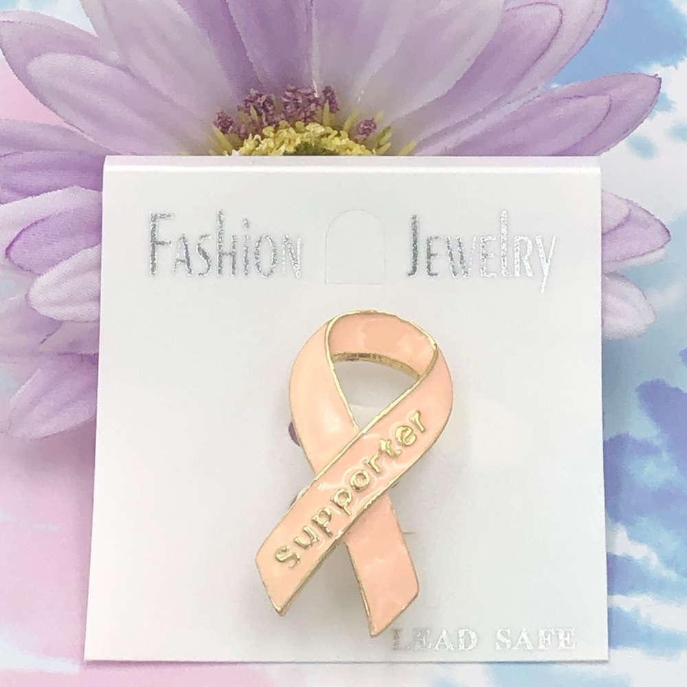 🌼 SUPPORTER Pink Ribbon Cancer Brooch